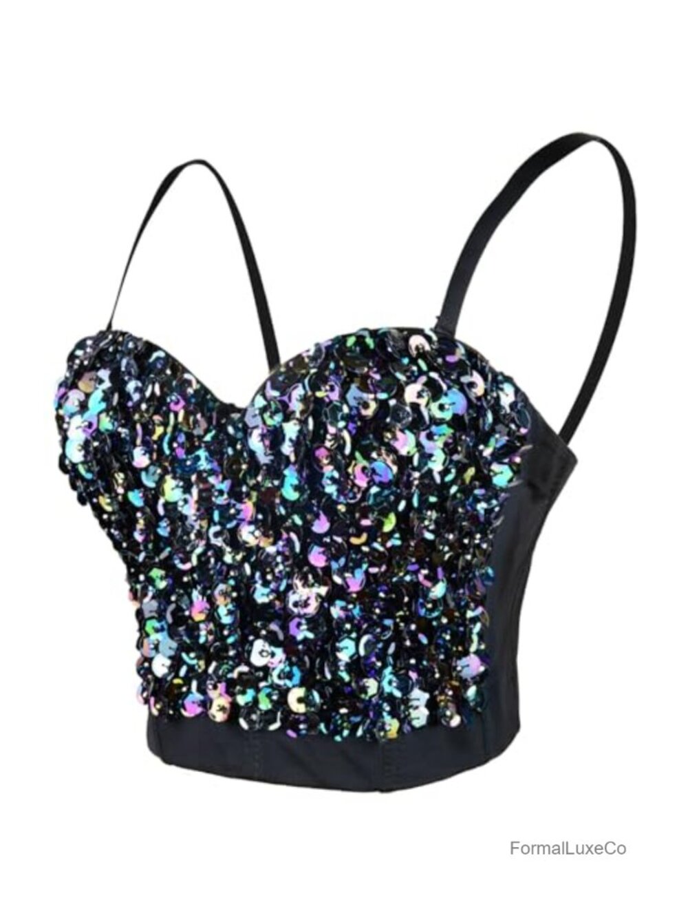 Sequin Bustier Crop Top Push Up Corset Top